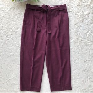 J.Crew cropped wide leg wool pants E2461 wine